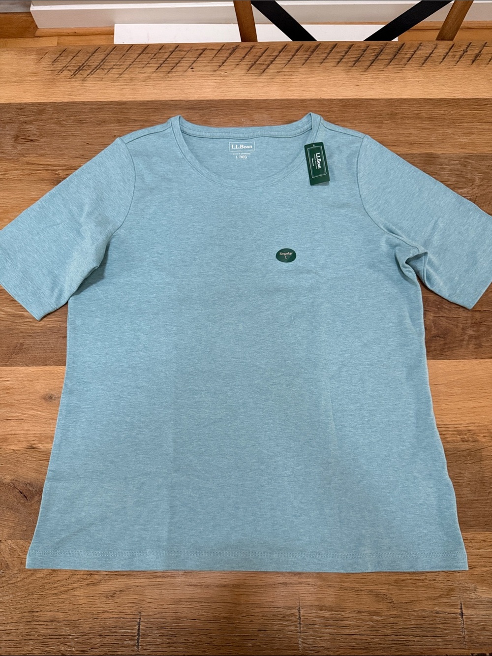 NWT LL Bean Interlock Jewelneck Elbow Sleeve Tee